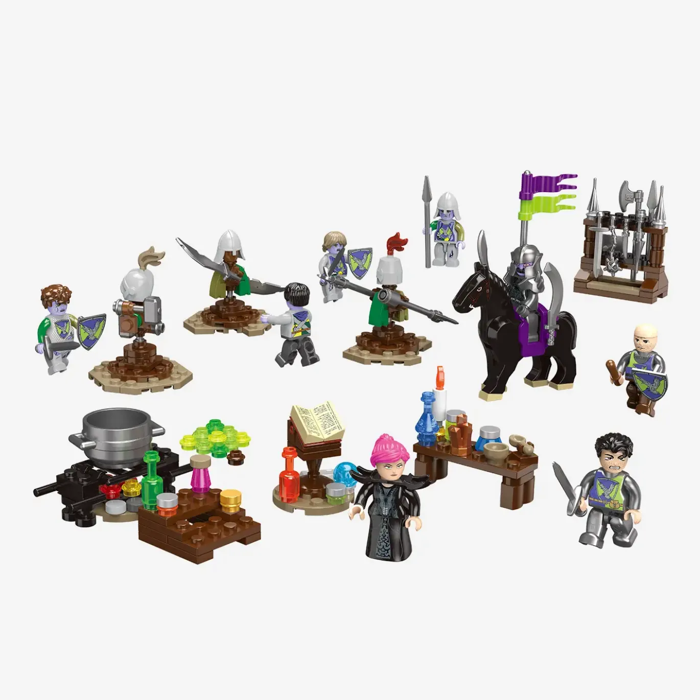 Minifigurenpaket Rabenstein: Hexerin mit Schergen