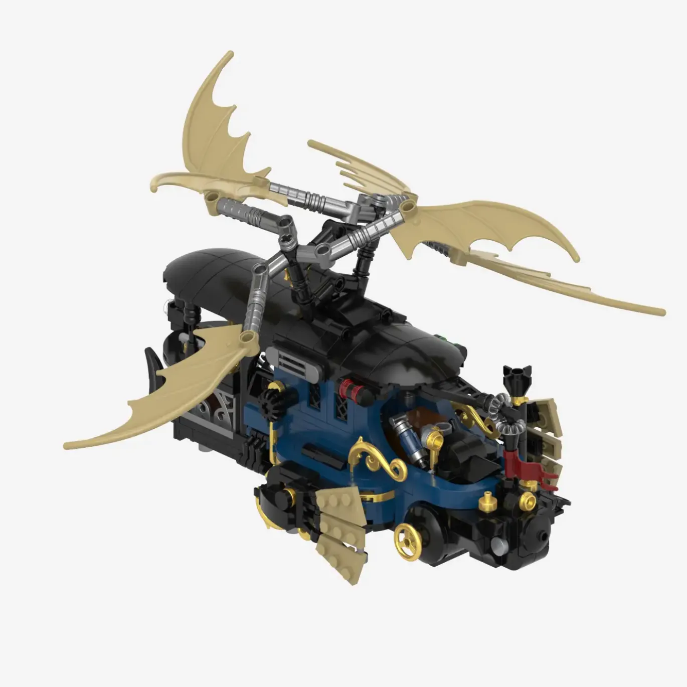 Steampunk Motorwagen und Flugmaschinen