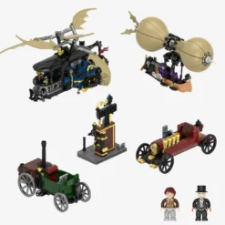 Steampunk Motorwagen und Flugmaschinen