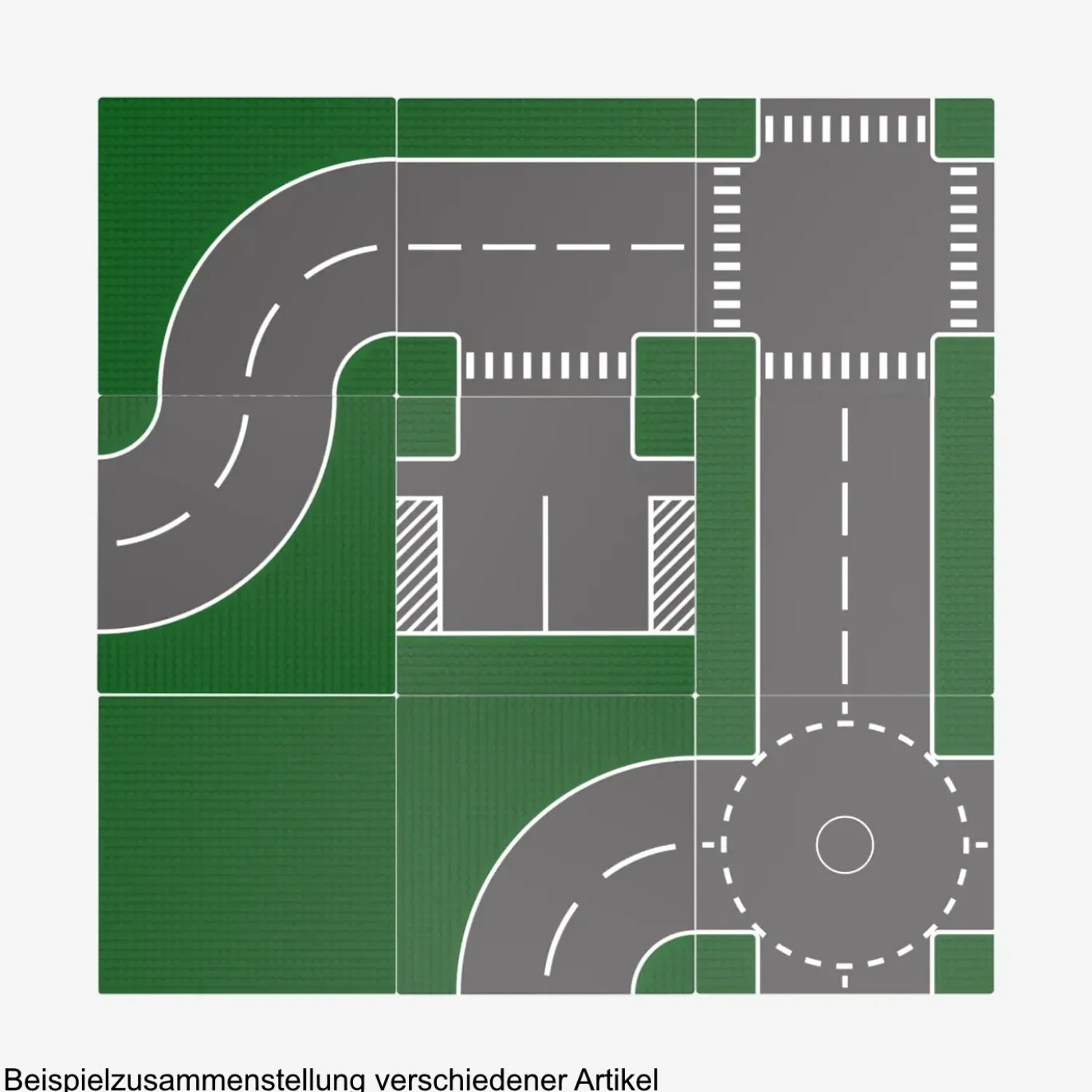 Straßenplatten 2x 32x32 T-Kreuzung green
